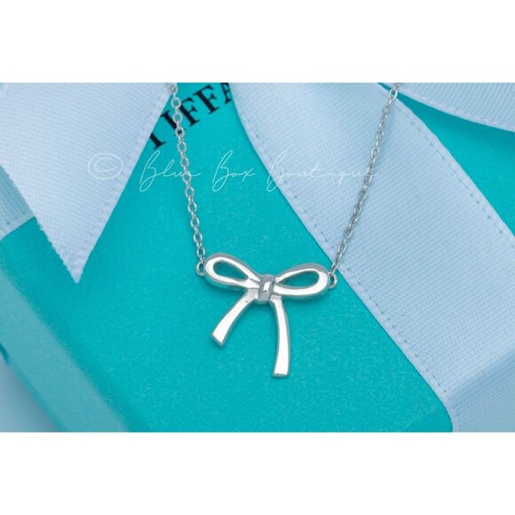 Tiffany & Co Jewelry - Tiffany & Co. Vintage Bow Necklace Ribbon Knot Pendant in Silver on a 16" Chain
